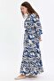 Patterned Belt Detailed Comfortable Fit Women's Dress - 3