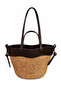 Polen Straw Shoulder Bag with Leather Detailing, Stylish Design, Large Size Beach and Daily Women's Bag