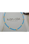 Kol397 Turquoise Cord with Sequin Disc Detail Summer Necklace - 2