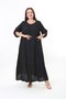 Women's Woven Whiscone Large Size Dress - 4