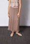 Pleated Skirt with Elastic Waistband in Mink - 3