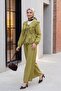 Lace Detailed Tie-Front Strawberry Suit with Trousers - Olive Green - 3