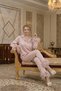 Feather Detailed Silk Satin Bridal Pajama Set - Luxury Dowry Set with Box - 3