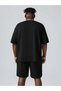 Unisex Oversize Chicago 23 Printed Black Crew Neck T-Shirt Shorts - 2