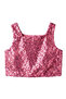 Fuchsia Square Collar Sequined Sleeveless Crop Blouse for Girls - Cintia - 2