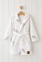 Organic Muslin Fabric Seahorse Patterned Hooded Children's Bathrobe