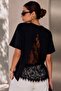 Oversized Basic T-Shirt with Lace Detail on the Back – Crew Neck Comfortable Fit Casual Stylish Blouse My3535