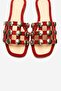 Bareon Red Suede Genuine Leather Banded Women's Slippers with Gold Buckle - 2