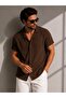Men's Linen-Look Muslin Short Sleeve Shirt 100% Cotton - 3