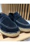 Men's Suede Leather Straw Detailed Loafer - 4