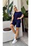 Women's Plus Size Viscose Soft Textured Flexible T-Shirt Shorts Tracksuit Set 28001 - 2