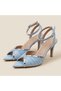 Lumina Mirrored Stone Detailed Glittery Satin Pleated Heeled Shoes - 3