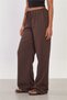 Women's Elastic Waist Crinkled Loose Trousers - Bitter Brown - 3