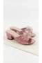 Girls' Slippers, Pink Color, Shiny, Fancy, Comfortable, Square-Heeled, Evening Dress Slippers - 3