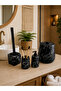 Decorative 4-Piece Bohemian Style Bathroom Set: Trash Can, Toilet Brush, Liquid Soap Dispenser, Toothbrush Holder Set - 5