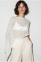 Women's White Openwork Knitwear Asymmetrical Cut Pareo Tp261002 60286366 - 4