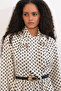 Women's Belted Polka Dot Hijab Dress 1537 - Ecru - 2