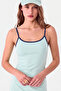 Turquoise Strappy 97% Cotton Blouse - 2