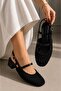 Women's Straw Weave Detailed Open-Back Heeled Sandals with Buckle, Comfortable Summer Shoes - 2