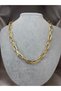 Gold Color Paperclip Chain Necklace Women's Thick Ring Gold Stylish Neck Necklace