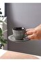 8-Piece Ceramic Cup And Saucer Grey 200ml - 6