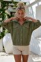 Khaki Shirt Collar Bat Sleeve Buttoned Embroidered Elastic Waist Casual Cotton Woven Jacket 62 70 - 4