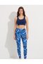 Women's Cobalt Blue Patterned High Waist Sports Leggings Nj175
