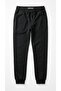 Boys' School Trousers Compact Fabric Black Color 2-Threaded Ribbed Hem Elastic Waist Suitable for 4 Seasons
