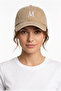 Beige Embroidered Washable Vintage Unisex Hat with Letter m