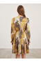 Women's Mustard Double Breasted Collar Gipe Sleeve Mini Dress Nj174 - 4