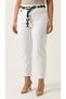 Plus Size Elastic Waist Belted Pocketed Lycra Mom Women's Trousers - 4