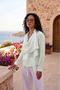 Women's Degaje Shawl Collar Linen Textured Transparent Blouse - 3
