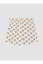Lcw Kids Ecru Bow Printed Girls' Shorts