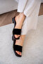 Ellas Genuine Leather Black Wood Look Slippers - 3
