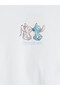 White Crew Neck T-Shirt with Stitch and Angel Print for Women - 6