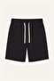 100% Cotton Relax Fit Elastic Waist Black Bermuda Shorts H8820Ax26Sm