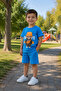 Boy's Printed Combed Cotton Shorts Set 3-5 Years I Cotton Combed Shorts Set I Short Sleeve Shorts Combed Cotton Set