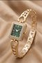 Siesta Women's Gold Rectangular Case Wristwatch with Green Dial Stone Bezel Heart Detail Luxury Steel Bracelet Watch 2026 - 3