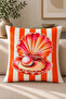 Summer Home Decorative Throw Pillow Covers Set of 6 Orange Striped Marine Theme Premium Design (Double Sided) - 7