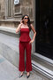 Strapless Front Stitched Jumpsuit Red - 3