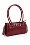 Belt Detailed Faux Stingray Leather Women's Shoulder Bag Cleo Claret Red - 2