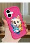 iPhone 16 Plus Compatible Case with Camera Protector Red Silicone Couple Phone Case Cat Pattern