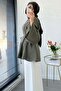 Hakim Yaka Flounce Modal Blouse – Khaki - 8