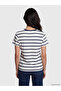 Lcw Vision Navy Blue Striped 100% Cotton Women's T-Shirt - 4