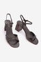 Women's Blunt Toe Wood Patterned Ankle Strap Heeled Sandals Sirena Brown - 3