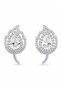 Brass Silver Color Zircon Stone Leaf Model Women's Earrings
