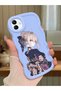 Samsung Galaxy M13 Compatible Case Camera Protector Blue Silicone Couple Phone Case Girl Pattern