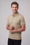 Comfort Fit Comfortable Fit 100% Cotton Non-Curling Collar Beige Polo Collar T-Shirt Ts 931 - 2