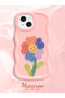 iPhone 14 Plus Compatible Case Camera Protector Pink Silicone Couple Phone Case Floral Pattern - 2