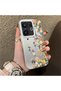 Vivo X200 Fe Compatible Silicone Edge Hard Back Case Couple Phone Case with Floral Pattern - 3